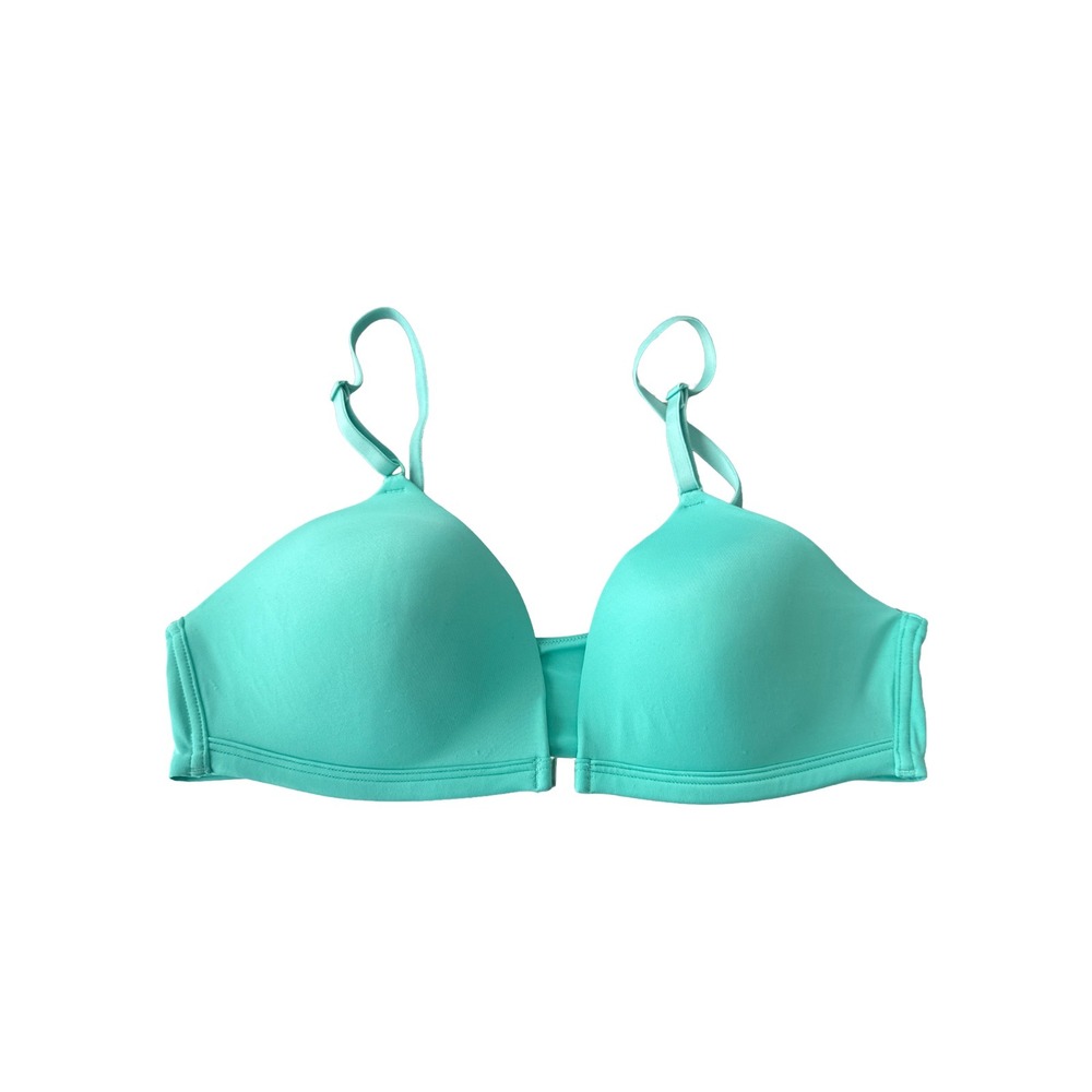 Victoria's Secret No WirePush Up Bra Green Padded Molded Convertible Strap Small
